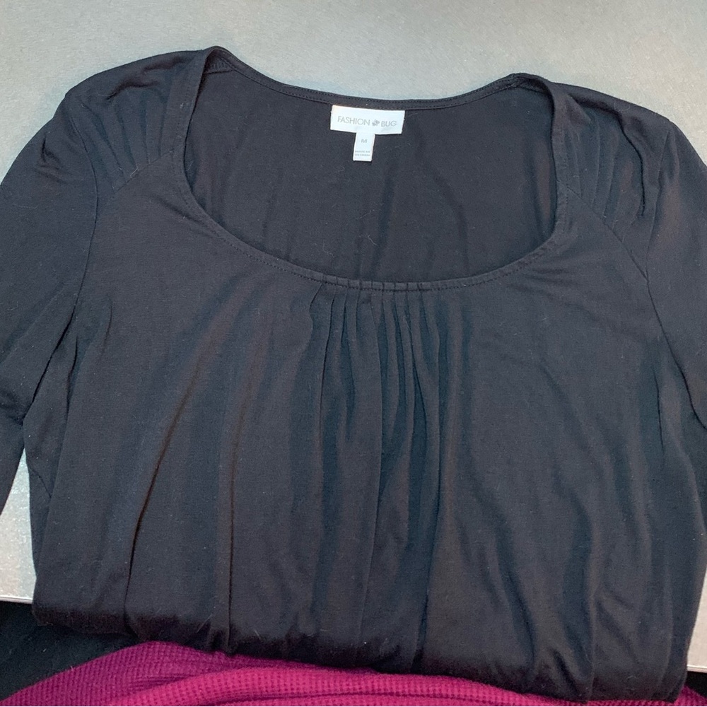 Fashion Bug Gray Ruched 3/4 Sleeve Blouse